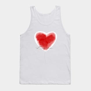 Watercolor heart balloon with love text Tank Top